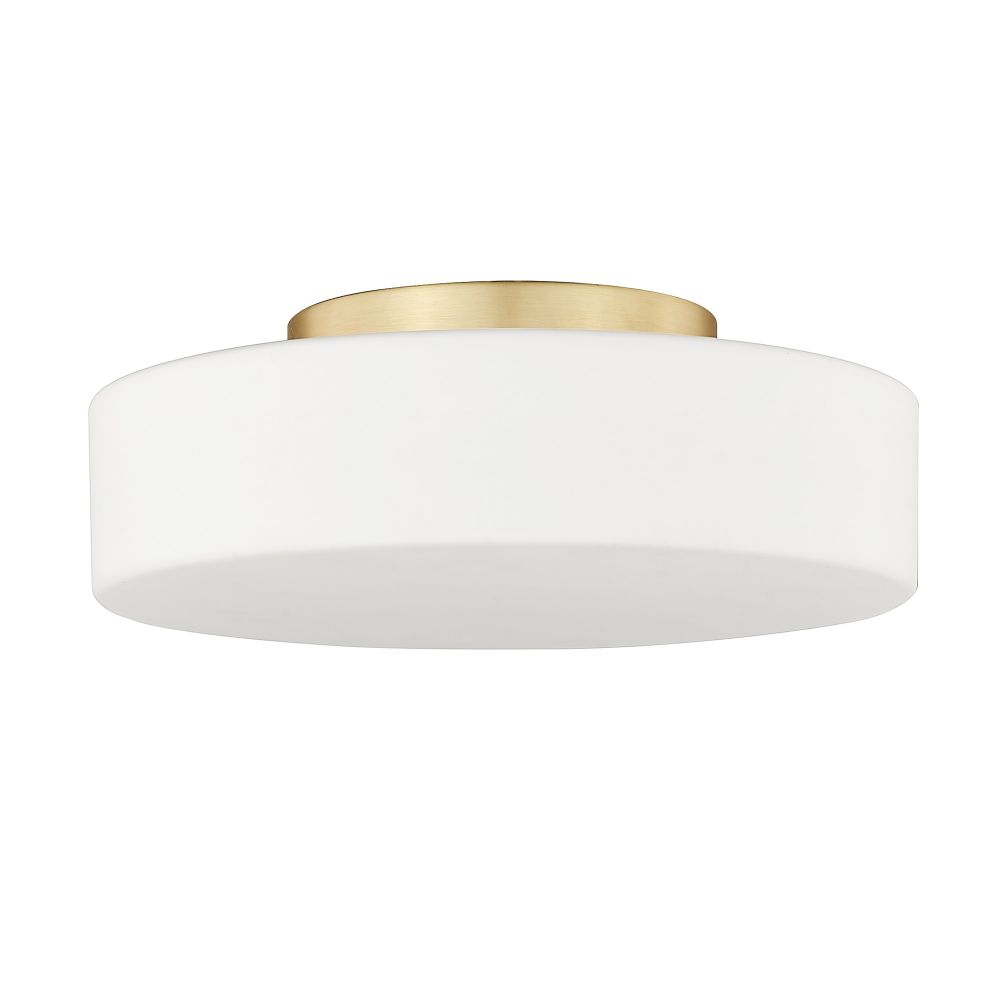 Golden Lighting 3136-FM BCB-OP Toli BCB Flush Mount in Brushed Champagne Bronze with Opal Glass Shade